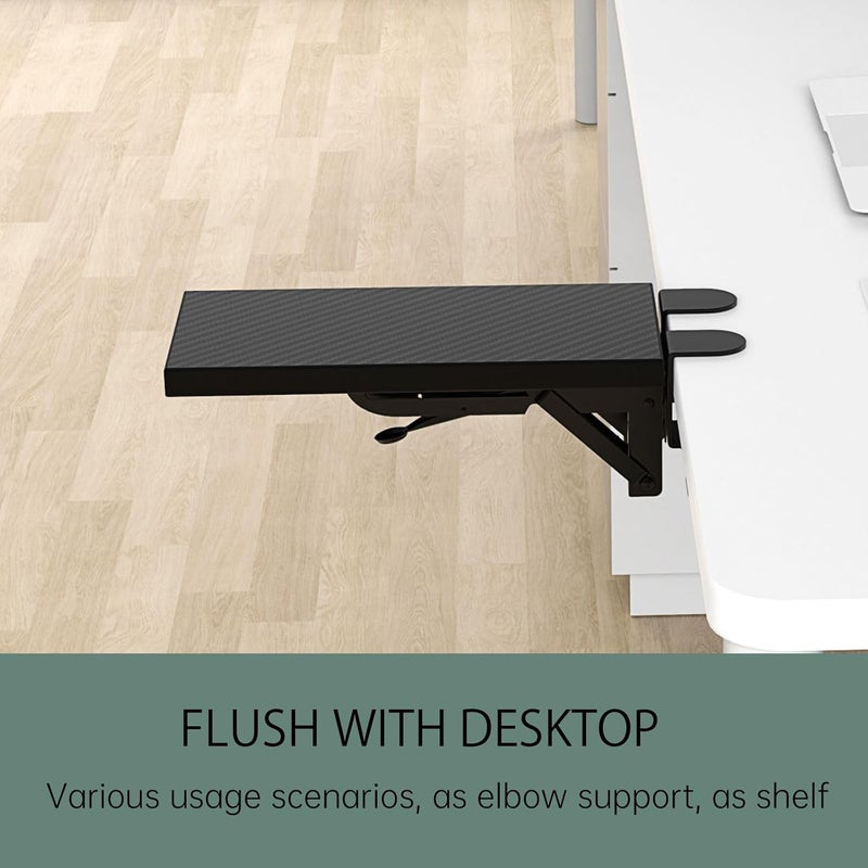 WITPOCE OUGIC Ergonomics Desk Extender Tray, 11.8"x5.9" Punch-Free Clamp on, Foldable Keyboard Drawer Tray, Table Mount Arm Wrist Rest Shelf, Computer Elbow Arm Support - Image 4